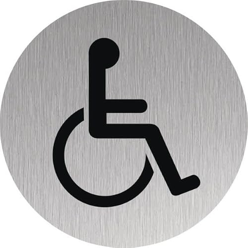 M-ITALY CARTELLO SEGNALETICO ROTONDO - Toilette disabili - Adesivo Extra Resistente, Pannello in Forex, Pannello In Alluminio (Alluminio, 10 cm)