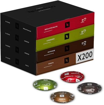 Nespresso Professionnel - Bundle 200 Capsules cafés - Classic Variété Pack : 50x Forte / 50x Intense / 50x Leggero / 50x Decaffeinato - Adapté aux professionnels