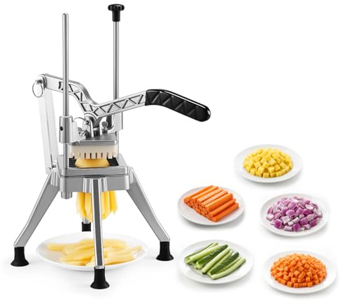 VEVOR Coupe Frites Manuel Professionnel, Coupe Légumes en Bâtonnets Multifonction, pour Pomme de Terre Cuisine Restaurant, Grille 9 mm en Acier Inoxydable, Poignée Ergonomique et Pieds Antidérapants