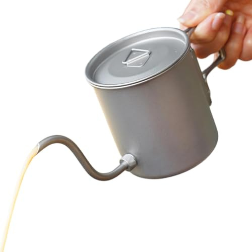 Bouilloire Portable 420 ml Titane Poignée Pliable Bec Verseur Café