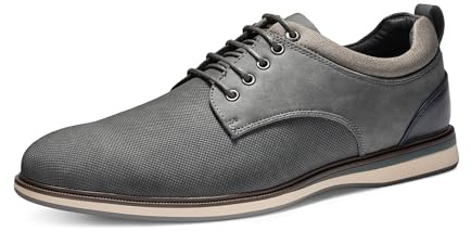 Bruno Marc Men's Casual Dress Shoes, Comfortable Sponge Lining, Removable Insole, Non-Slip TPR Outsole, Adjustable Lace-Up, Versatile for Office, Wedding, Everyday, Size 9,Grey,LG19011M
