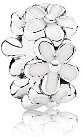 FGT White Daisy Flower Spacer Charm Compatible with Pandora Bracelets S925 Women Girls Mum Sister Christmas Family Christmas Pendant Gift