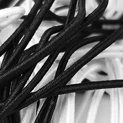 Goma redonda – 2 mm de diámetro, longitud: 20 m, (10 x 200 cm) negro, cordón de goma – banda de goma para manualidades de máscaras, pulseras.