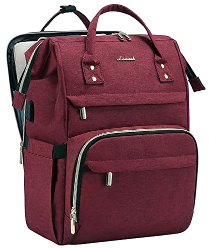 LOVEVOOK ryggsäck dam liten, skolryggsäck tjejer tonåringar med 14 tum laptopfack, vattentäta ryggsäckar skolväska ryggsäck dagssäckar för skola företag universitet med USB-laddningsport