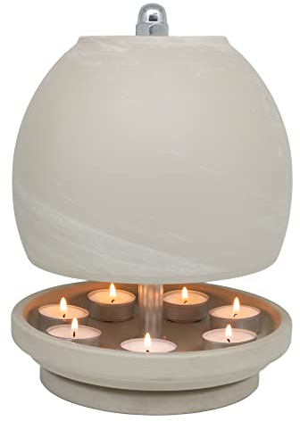 HP Teelichtlampe, Granit Optik/Weiss - Größe XXL - LIVESTYLE IN Keramik, Teelichtofen, *7Jahre Garantie* - Licht & Wärme, Teelichtheizung (inkl. 7 Teelichter + Feuerzeug) 20.000 zufriedene Kunden!