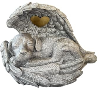 Monello Hundeurne für große Hunde bis 30 kg – 1,75 ltr. – Engelsflügel Design – personalisierbar mit individueller Gravur – Tierurne für Zuhause – Silber