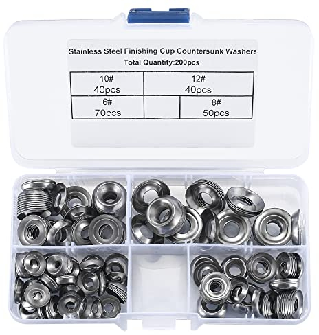 Stainless Steel Rosette Washers - 200 Pcs, Countersunk, Flat Head, 6# 8# 10# 12#