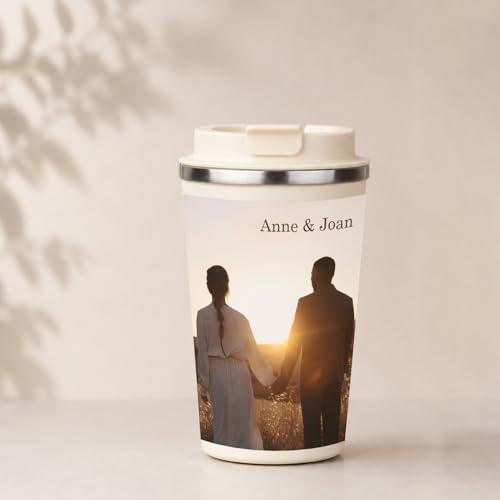 Wanapix|Personalisierter 350-ml-Thermosbecher|Edelstahl|Tragbar|Beige