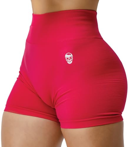 Gymreapers Seamless Shorts Infinity High Waist Biker Workout Scrunch Shorts for Women Athletic Gym Running Pilates Yoga Sport Short (Miami Pink)