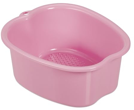 Relaxdays Bain de Pieds, bassine en Plastique, Lavage Pieds, Effet Massage, HxLxP : 15 x 33 x 38 cm, Rose