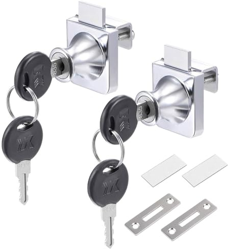 Recogwood 2 Stück Glasschranktürschloss, einzelne Glasvitrinen-Schlösser, Sicherheitsschlösser mit Schlüsseln für Tür, Schrank, Briefkasten, Schublade, Schrank