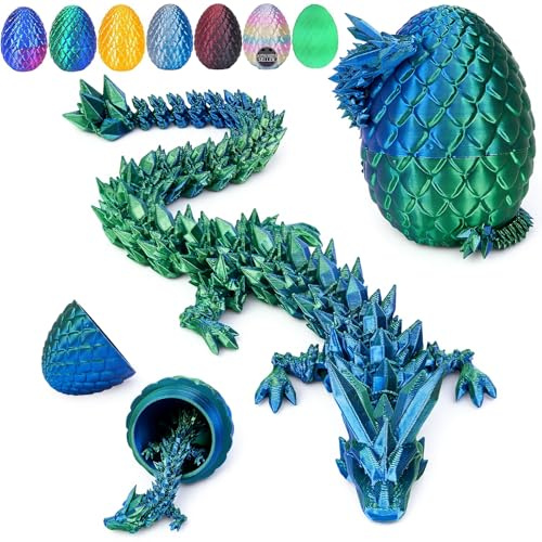 3D Drache (29cm), Drachenei mit Upgrade Bruchsicher, Verstärkte Dragon-Gelenke, Sicheres und Umweltfreundliches Material, Ostern Geschenke Kinder (Lasergrün)