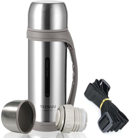 Ruucy Thermal Flask 1.2L, Stainless Steel Water Bottle with Handle, Leakproof Vacuum Insulated Flasks, Portable Insulated Bottle Travel Flask for Hot and Cold Drinks(Silver)