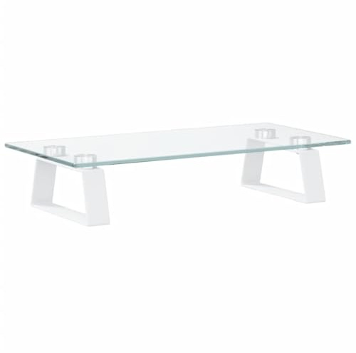 vidaXL Monitorständer Weiß 40x20x8 cm Hartglas und Metall