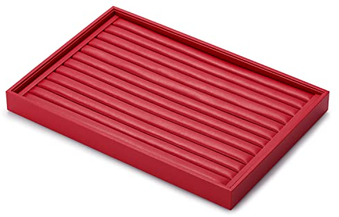 Papten plateau à bijoux empilable en cuir, rangement de bijoux tiroir insert à bijoux organisateur présentoir à bijoux, 35x24x3cm (rouge vin)