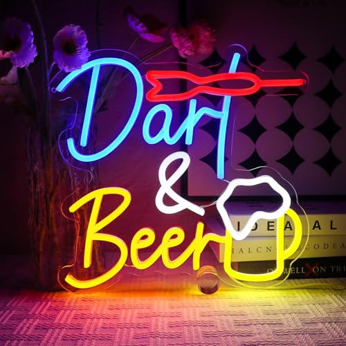 OYCGZV Dart Bier Neon Schild Darts Bar Led Neon Schild Wand Beer Bar Neon Sign Game Led Schild für Bier Bar Resturant Wohnzimmer Schlafzimmer Männerhöhle Party Home Dekor Store Geschenke