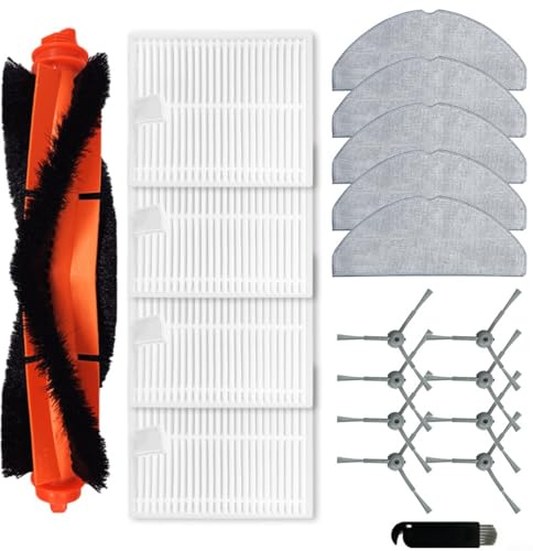 HEIBTENY 19Pcs Ersatzteile Zubehör Für Lubluelu für L20 Für Honiture V8 Pro Roboter Staubsauger Roboter Ersatz-Set, 4 Filter, 8 Seitenbürsten, 5 Wischtücher, 1 Hauptbürsten