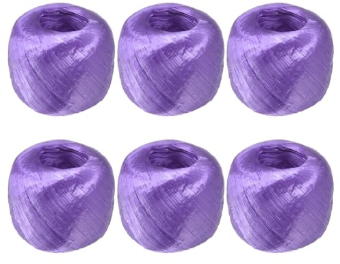 M METERXITY 6 Rollos Cuerda de Poliéster Nylon Plástico 4cm x 110M (A*L) Rollo de Cuerdas de Plástico para Hogar Manualidades/Jardinería/Embalaje/Transporte [360FT/4330 Morado]