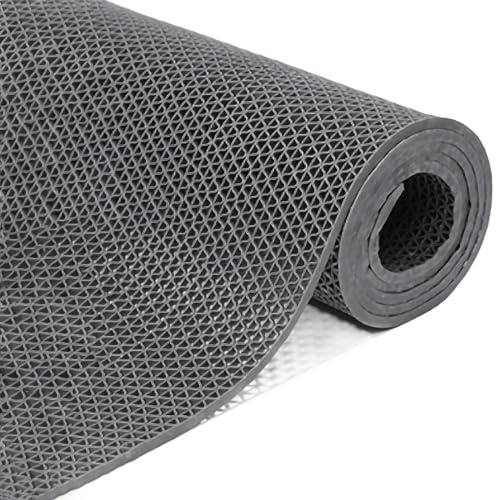 Alfombra de drenaje antideslizante de PVC para piscina, ducha, sala de ducha, grado comercial, impermeable, rollo de alfombra de suelo, gris, 90 cm x 180 cm