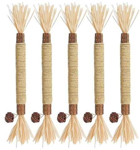 SULIUDAJI 5 Pièces Morceaux de Bâtonnets d'herbe à Chat Ensemble de Bâtons à Mâcher pour Chats Bâtonnets Herbe à Chat pour Grincer des Dents Baton Chat