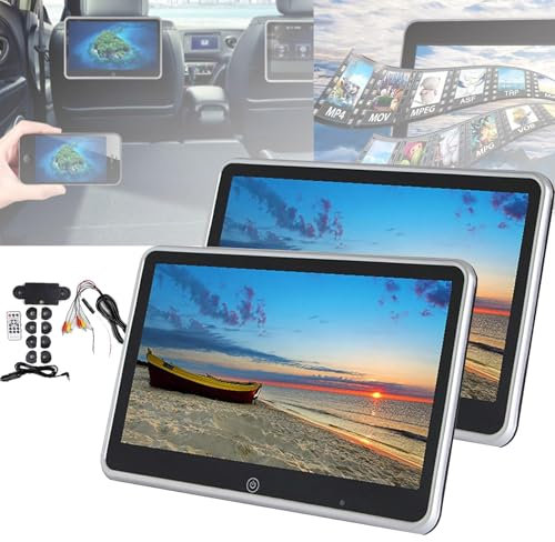 Display Da Poggiatesta Per Auto Da 10,1, Dispositivo Di Intrattenimento Posteriore Per Auto Mp5, Touch Screen Completo / Interconnessione Con Telefono Cellulare, Supporto Usb + Jack Per Cuffie,2PCS