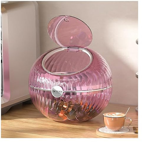 Coffee Pod Holder with Lid Large Capacity Coffee Pod nizer for Coffee Bar Countertop Storage for Coffee Candies Cookies and Chocolates Pink Color Option