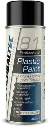 Pintura para Plástico Coche Spray Gris Piedra 400 ml | Alta Adherencia Sin Imprimación – Restaura Parachoques, Molduras y Furgonetas – Acabado Color Pierre Oscuro – Globaltec Professional
