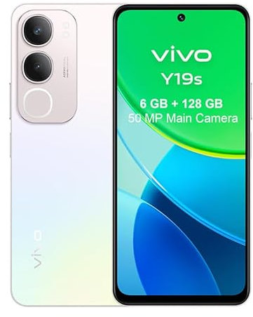 vivo Y19s，Smartphone 6 GB RAM + 128 GB ROM, Cámara Principal de 50 MP, Batería de 5150 mAh, Luz dinámica, Pantalla superbrillante 6,68”, IP64, Teléfono móvil 4G, Dual SIM, Android 14, Plateado