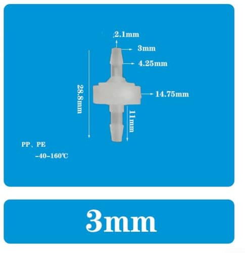 Válvula de retención de grado profesional para aceite, gas, agua y aire, adecuada para varios vehículos y equipos (3 mm)