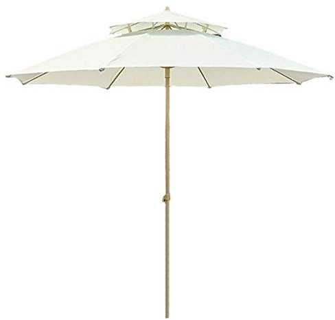 Ombrellone da esterno regolabile da 2,3 m, impermeabile, con asta in metallo, perfetto per spiaggia e giardino, elegante design bianco, protezione UV, parasole.