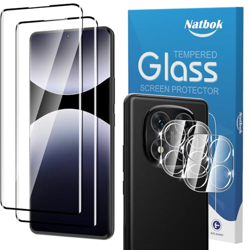 Natbok 2+2 Stück 3D Schutzglas für Xiaomi Redmi Note 14 Pro 5G 6,67 Zoll für Panzerglas, DisplaySchutzglas mit Kamera Schutzfolie, Ultra-Klar Schutzglas, Anti-Bläschen Displayschutz Redmi Note 14 Pro