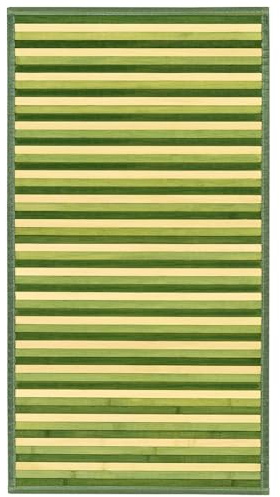 Pierre Tappeti Passatoia stuoia cucina bagno in BAMBOO 100% naturale e sostenibile VERDE effetto degradè. Tappeto Facile da pulire, antiscivolo e resistente cm.55x240