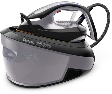 Tefal, Express Vision, Steam Generator Iron, 1.8L water tank, 7 Bar, 130 g/min continuous steam & 500 g/min steam boost, 2 min heat-up, Black and Grey, SV8153G0