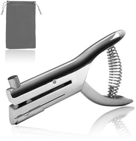 SPEEDWOX Deep Throat Heavy Duty Hand Held Single Hole Punch Heavy Duty Hand Held Zinc Alloy 3/8 Inch (10 mm) Hole Punch for Paper ID PVC Cards Plastic Cardboard Photos with Paper Scrap Collection Tray