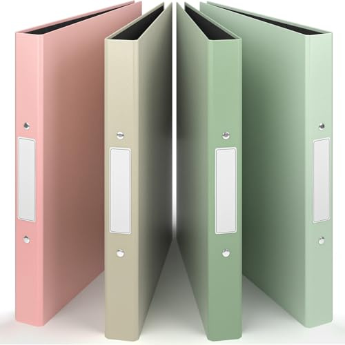 ACROPAQ – 4 x Ringordner A4 schmal, Ordner A4 in 4 Farben mit 2 Ringen – inkl. Rückenetiketten – Ordner schmal für bis zu 200 Blätter – Rückenbreite 4 cm – Büro, Schule, Uni – Farben Erde, Natur