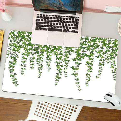 QRFASFZO Mouse Pad 31.5 × 12 inch Extended Large Mouse Mat Desk Pad, Stitched Edges Mousepad,Non-Slip Rubber Base,Green ivy. Creeper wall climbing plant hanging from above. Garden,Gaming Mouse Pad XL