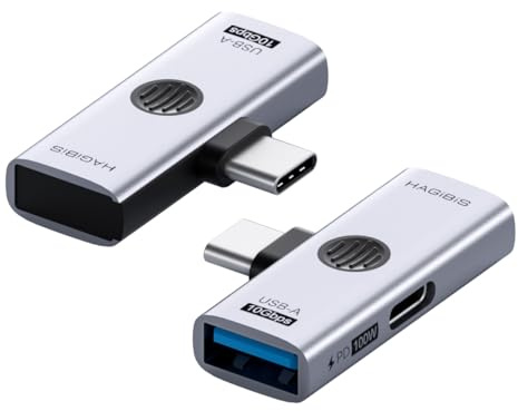 Hagibis Répartiteur USB-C avec Charge Rapide de 100 W et USB 3.2 10 Gbit/s, Adaptateur OTG 2 en 1 pour iPhone 16/15 Pro Max, iPad Pro, MacBook, Rog Ally, Steam Deck, Quest 3 2 (TUA08 USB + PD)