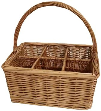 Guaber Panier De Rangement Courses Panier À Poignée Pique-Nique Tissage Saules Accessoires Pique-Nique Bouteille en Osier avec Poignée