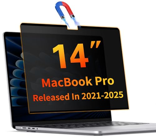 Juvraixo Magnetic Privacy Screen Protector for Macbook Pro 14 Inch (2021-2024, M1, M2, M3, M4), Matte Removable Private Anti Blue Light Glare for 14.2 Mac Pro Laptop Computer
