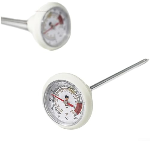 Volakebeing Termometro meccanico da cucina in acciaio inox per caffè, latte e cioccolata calda, lettura istantanea -17,8-104,4 °C, con manico ergonomico (beige)