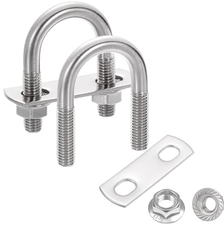 QUARKZMAN 2 Set 1 Innere Breite Runde U-Bolzen 2-1/16 Länge 304 Edelstahl U-Bolzen Mit Flansch Sechskantmutter Rahmenplatten Für Anhänger Automotive (25mm B x 52mm L)