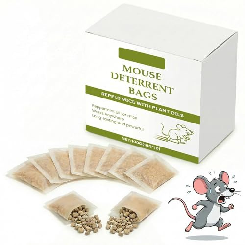 WYOK Sacchetti deterrenti per topi – Confezione da 10 repellenti naturali per topi per interni/esterni, efficace repellente per roditori per casa, cucina, magazzino, giardino, auto, camper e barca