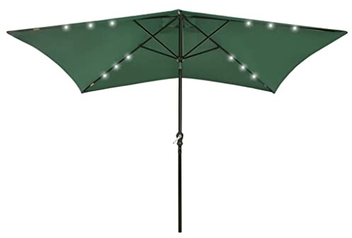 Generico Ombrellone a Sbalzo con Palo in Acciaio e LED Verde 2x3 m,Ombrelloni e Parasole