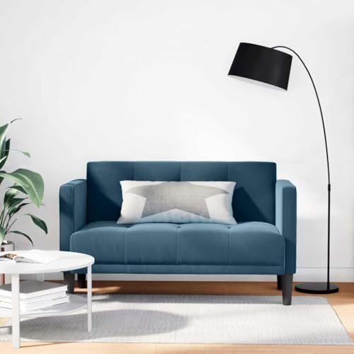 Fengshui Zweisitzer-Sofa Blau 111 cm Samt | Schaumstoff-Federkern, Sperrholzrahmen, Stützbeine, Modernes Design