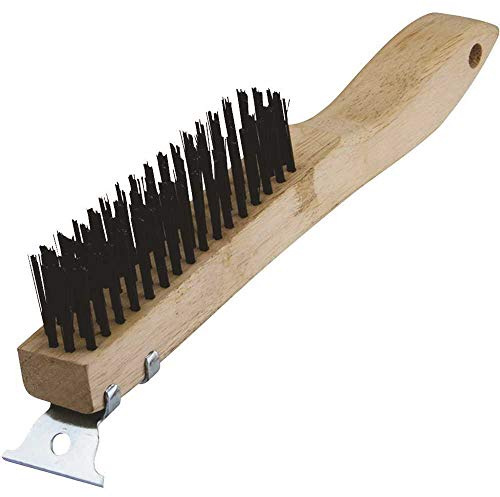 Warner 10 4x16 Row, Wood Handle Wire Brush w/Scraper, 11083