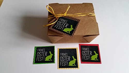 5 Ostern Osterkörbchen Osternest braun Faltbox 125 x 110 x 45 mm Hartpapier mit Ostergras (Motiv grüner Osterhase)