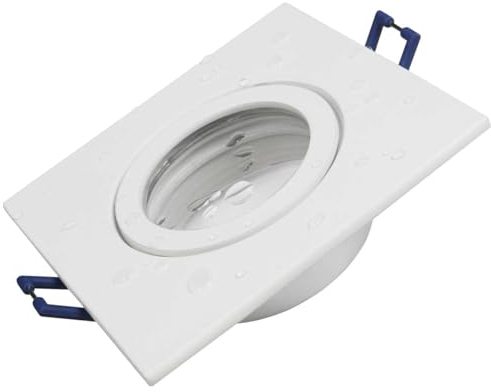 WITTKOWARE IP44 Decken-Einbauleuchte (Einbaurahmen) für LED-Leuchtmittel mit 50mm Durchmesser (GU10/MR16), quadratisch 90x90mm, weiß