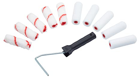 ProDec Contractor 11 Piece Assorted 4 inch Mini Paint Rollers and Frame | Paint Roller Set for a Smooth Finish Painting with Emulsion, Gloss and Satin Paints