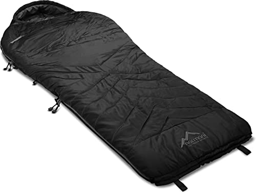 normani Premium Biwack-Schlafsack wasserdicht mit EXTRA Arm- und Beinöffnungen und Wärmekragen- 3D High Insulation Loft H4-300 bis Minus 9°C Grad Farbe Schwarz
