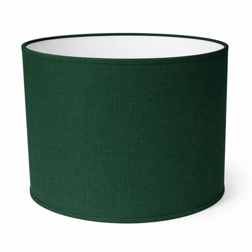 Zylinder Lampenschirm Baumwolle Stoff handgefertigt für Deckenleuchte, Tischleuchte, Stehlampe (Dunkelgrün, 25 cm Durchmesser 20 cm Höhe)